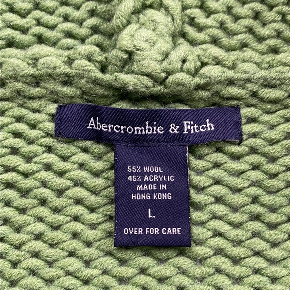 Abercrombie & Fitch Wool Blend Chunky Knit Long Sleeve Hoodie Sweater Jacket - Picture 15 of 16